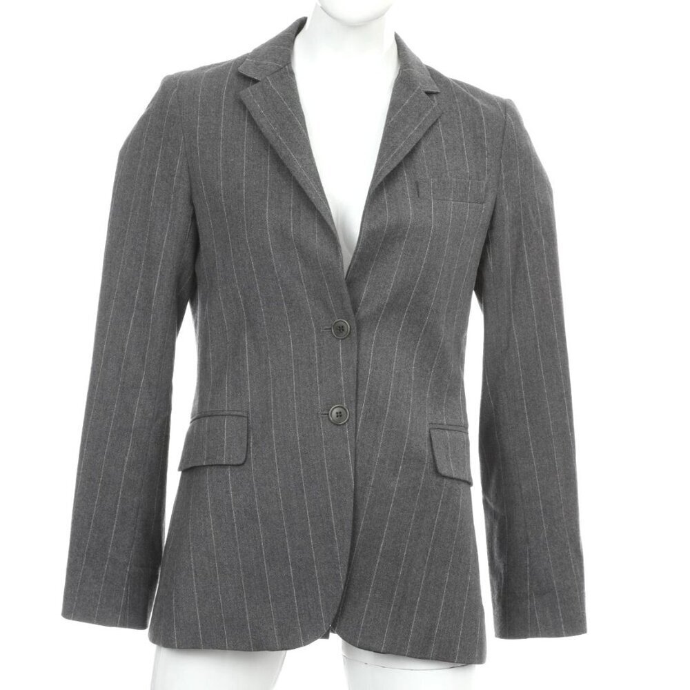 Theory Pinstripe Blazer Grey Wool Women’s Size 8 Stretch Classic Fit MSRP $395